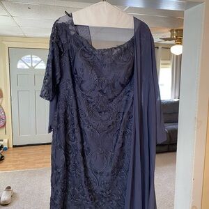 Elegant Blue Ruched Sheath Dress with 3/4 Sleeves for Cocktail